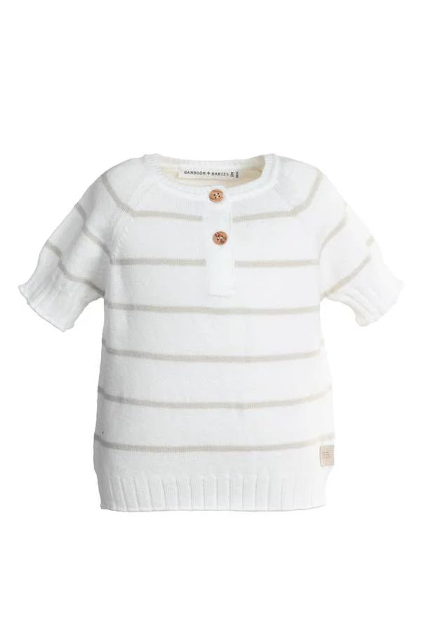 Maglia a righe maniche corte - WARM WHITE 128 - Be Brave Boutique