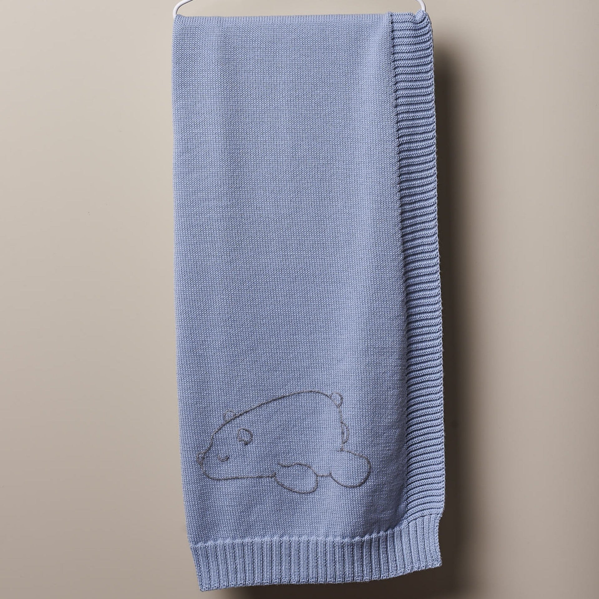 Coperta azzurra in Lana merino Orso Polare - Be Brave Boutique
