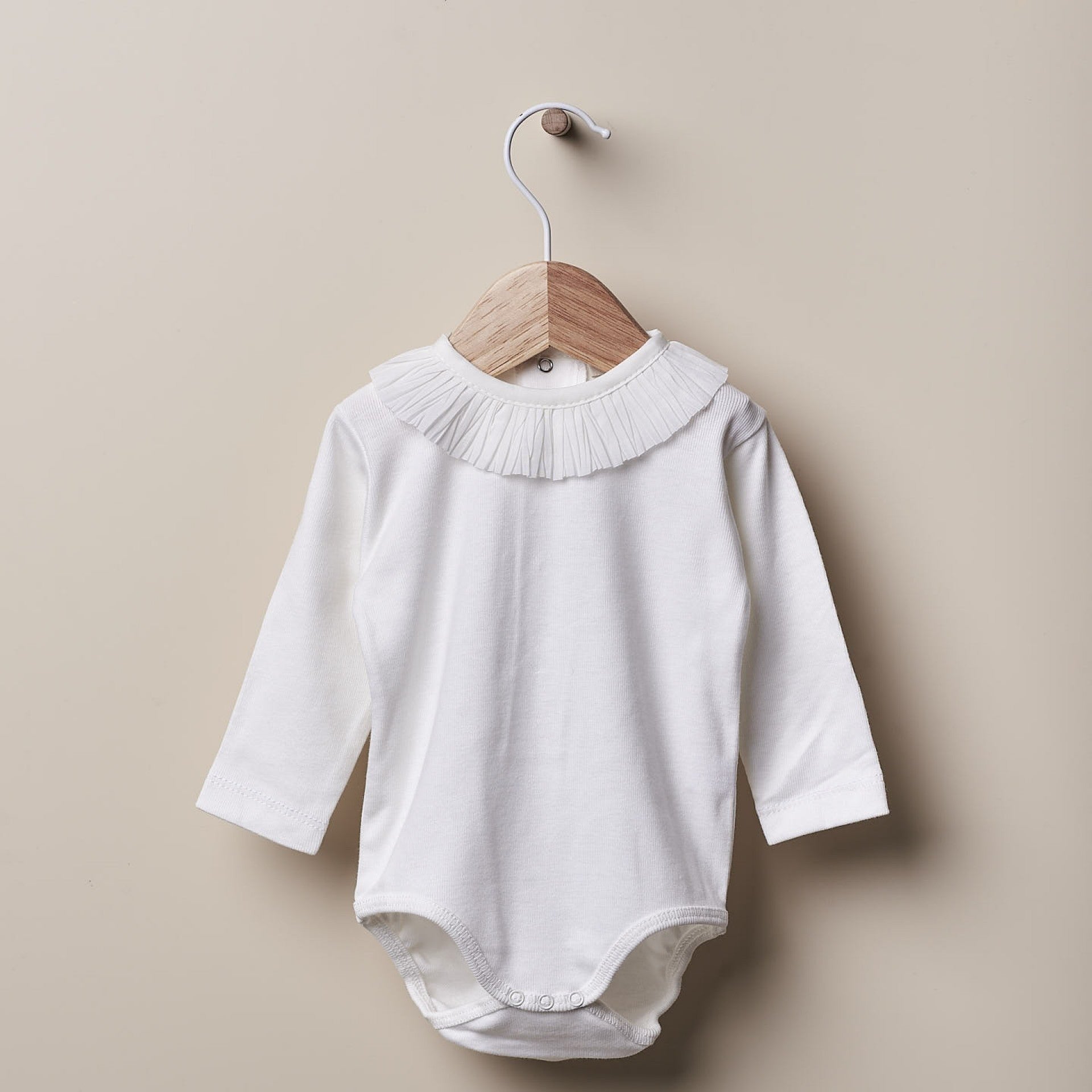 Body a maniche lunghe con Volant in Cotone Leggerissimo