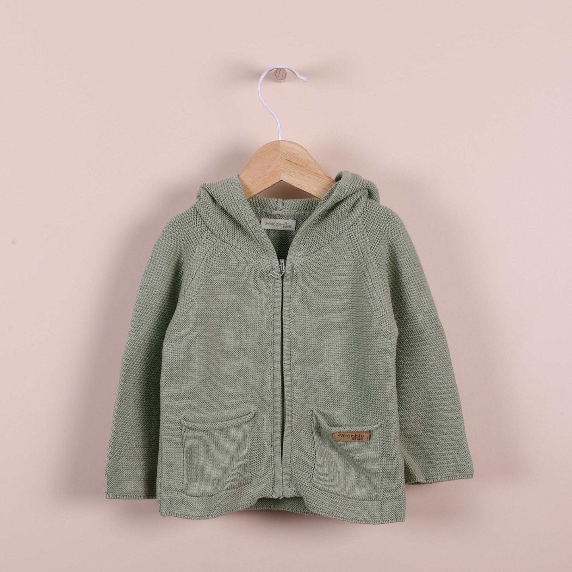Cardigan con cappuccio in Cotone Verde Salvia - Be Brave Boutique