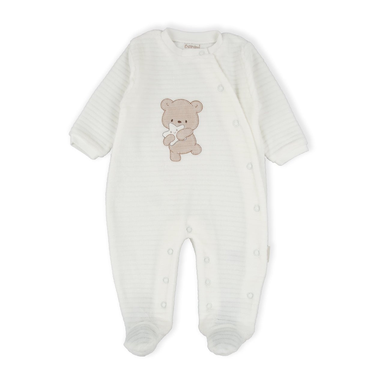 Tutina Neonato in Ciniglia Bianca con Orsetto - Be Brave Boutique