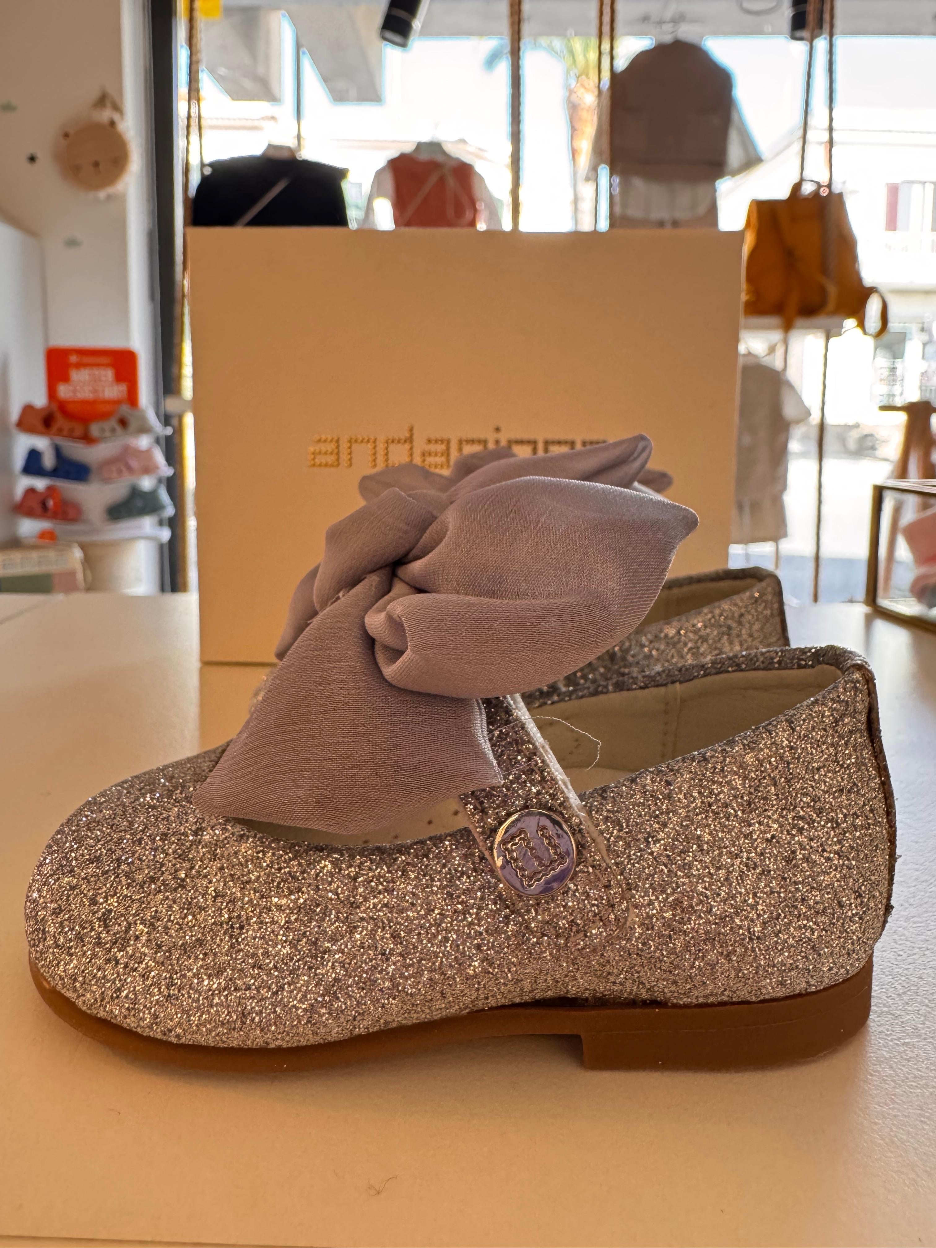 ANDANINES Ballerine eleganti Argento glitter con plantare anatomico