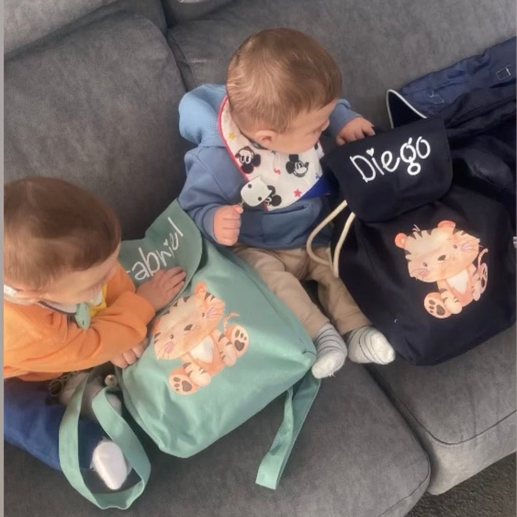 Mini Zaino asilo personalizzabile in cotone Tigrotto - Be Brave Boutique