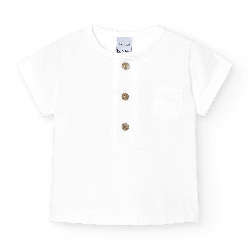 Tshirt basica Bimbo con taschino e iniziali - Be Brave Boutique