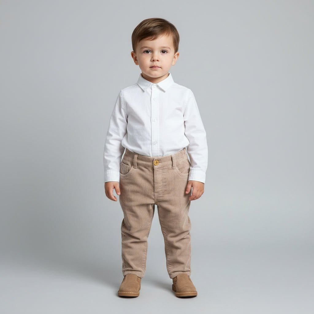 Pantalone a costine in velluto Tortora Senza Tasche - Be Brave Boutique