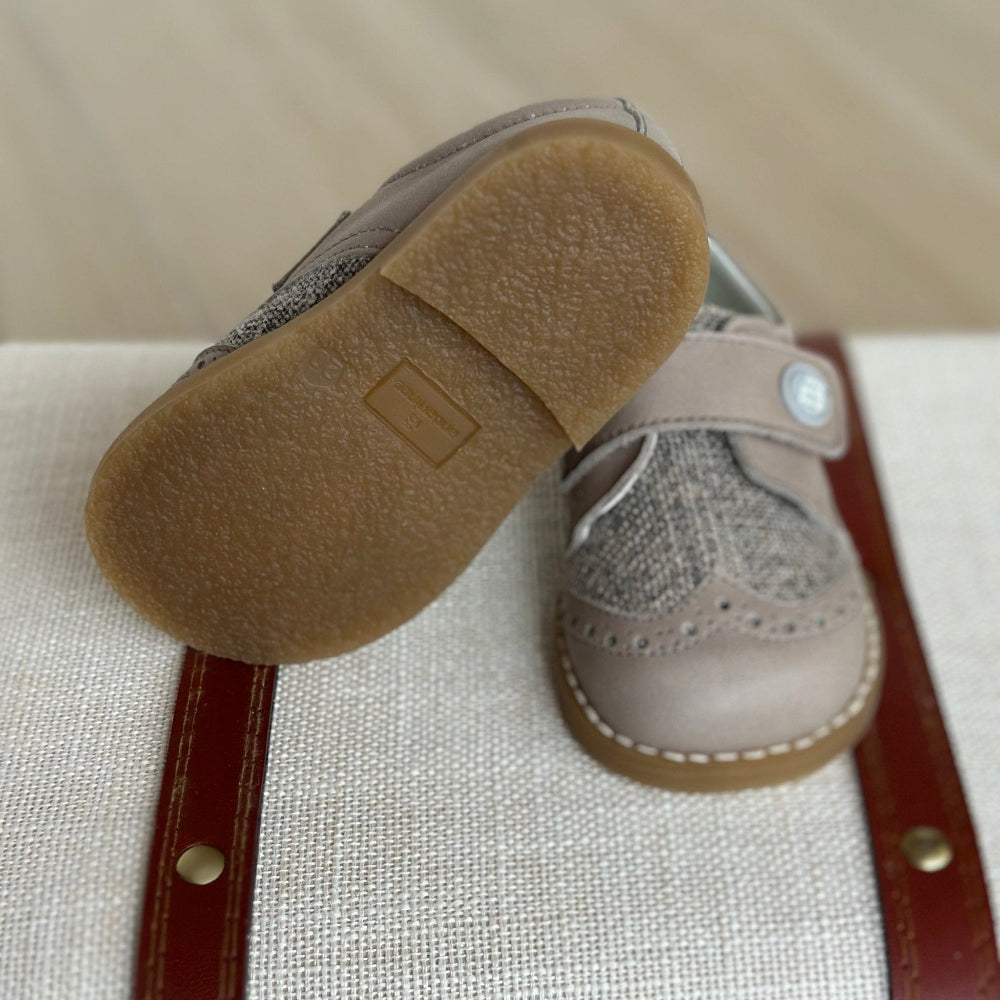 ANDANINES Sandali bimbo Lino/ Tortora con plantare anatomico - Be Brave Boutique