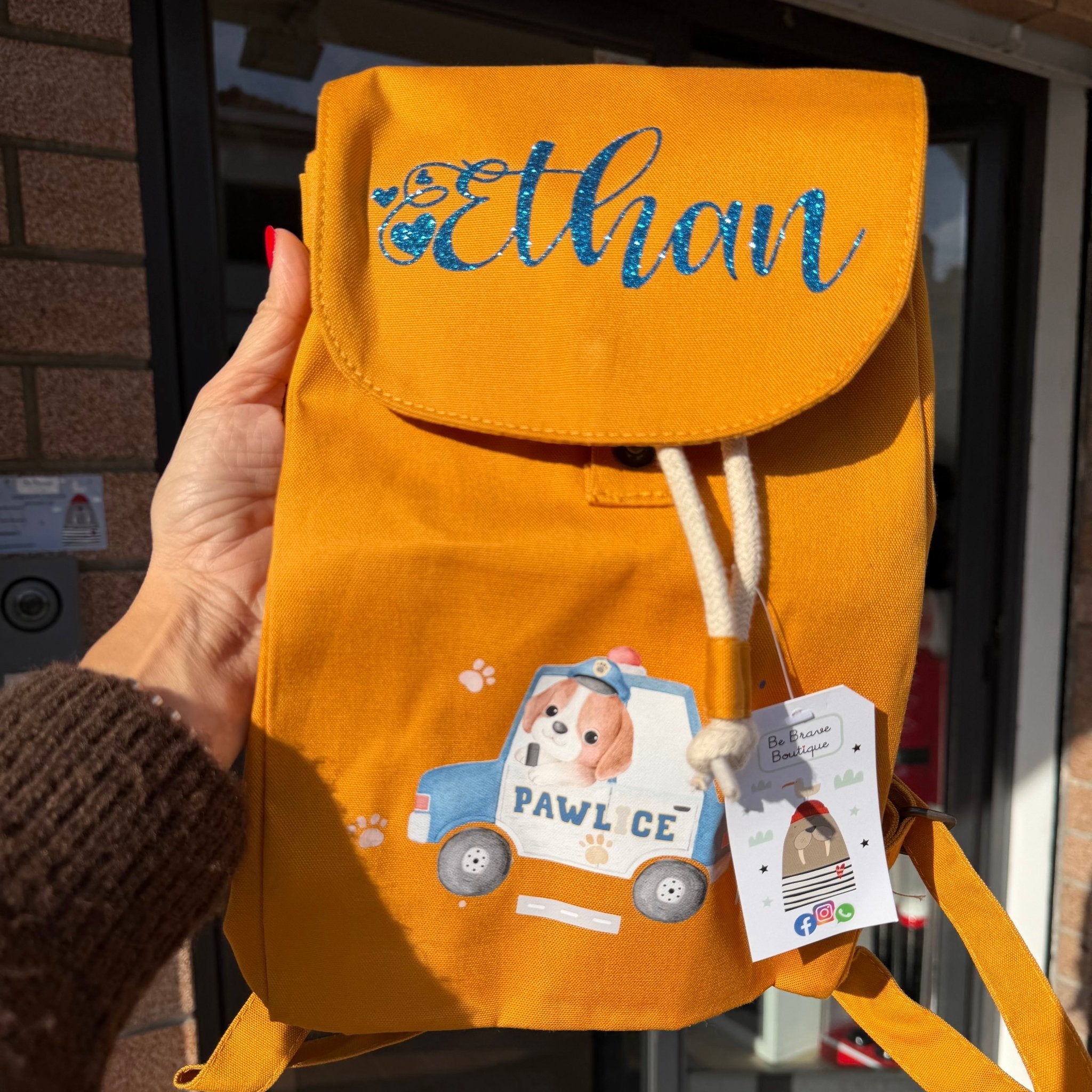 Zaino Asilo Bambino Personalizzato – Mini Zainetto con Nome Cagnolino Pawlice