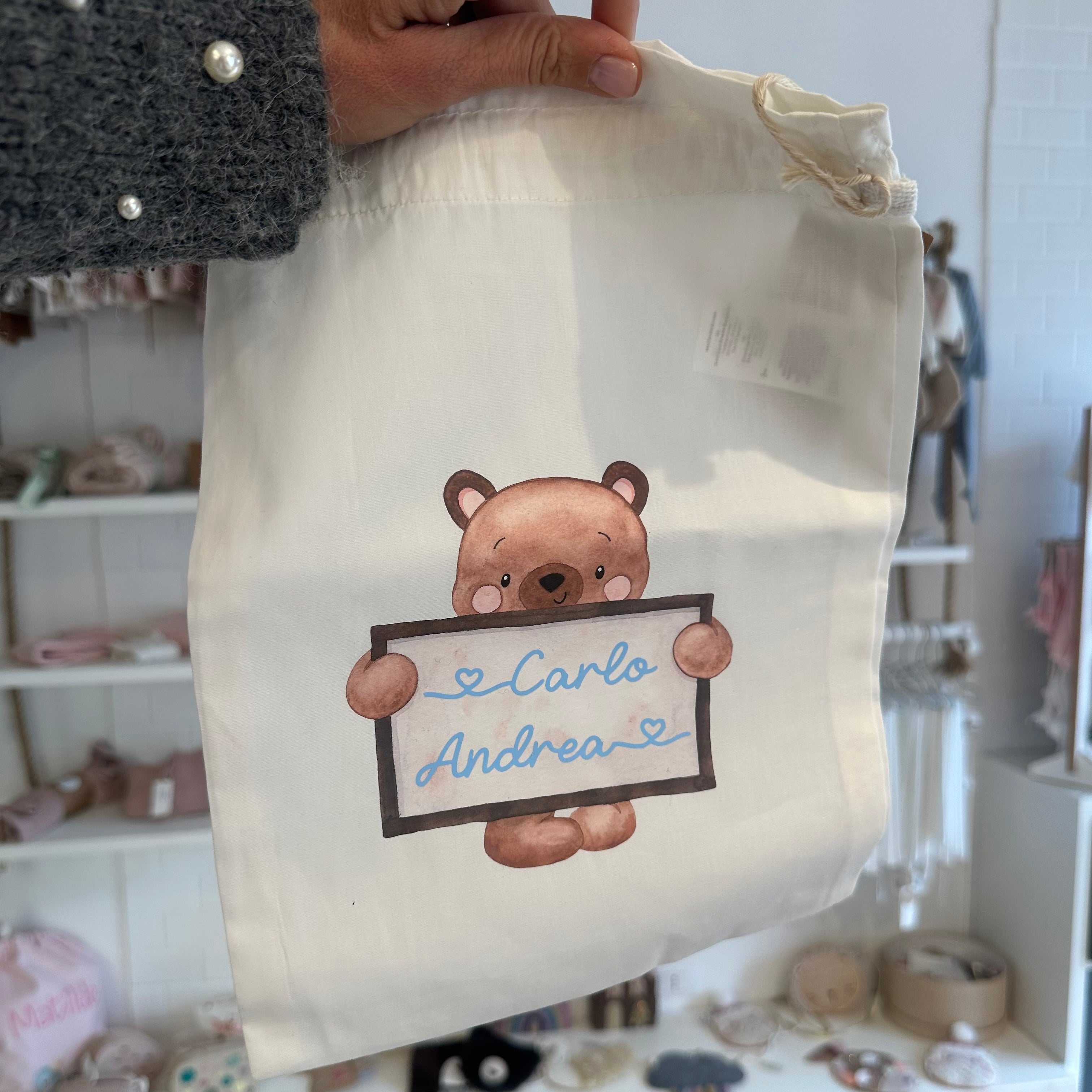 Sacchetti primi cambi/Organizer personalizzabili Orsetto Lavagna - Be Brave Boutique