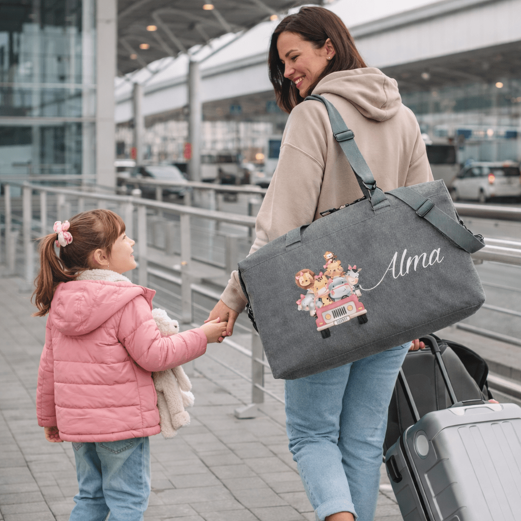 Borsone Mamma per Ospedale e Nascita – Mommy's Bag Personalizzabile con Nome Safari Rosa