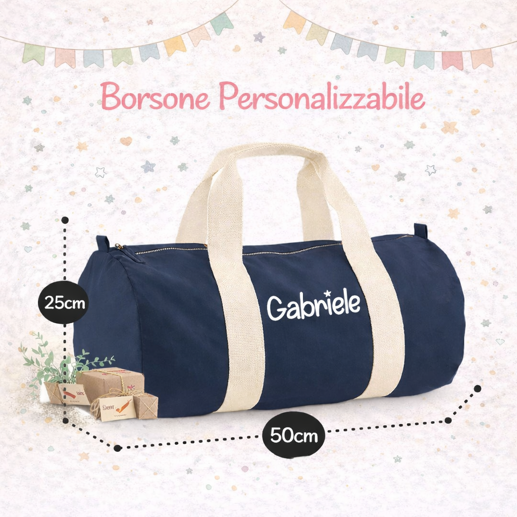 Borsone Nascita o viaggi Personalizzato in Cotone
