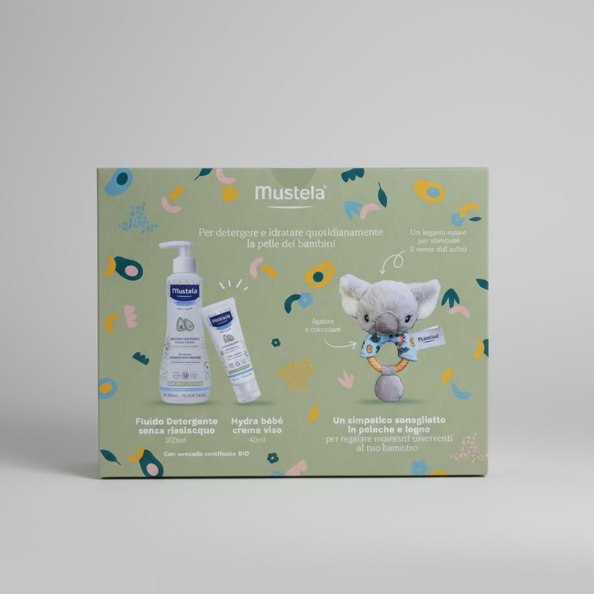 Box Mustela sonaglio koala idea regalo nascita