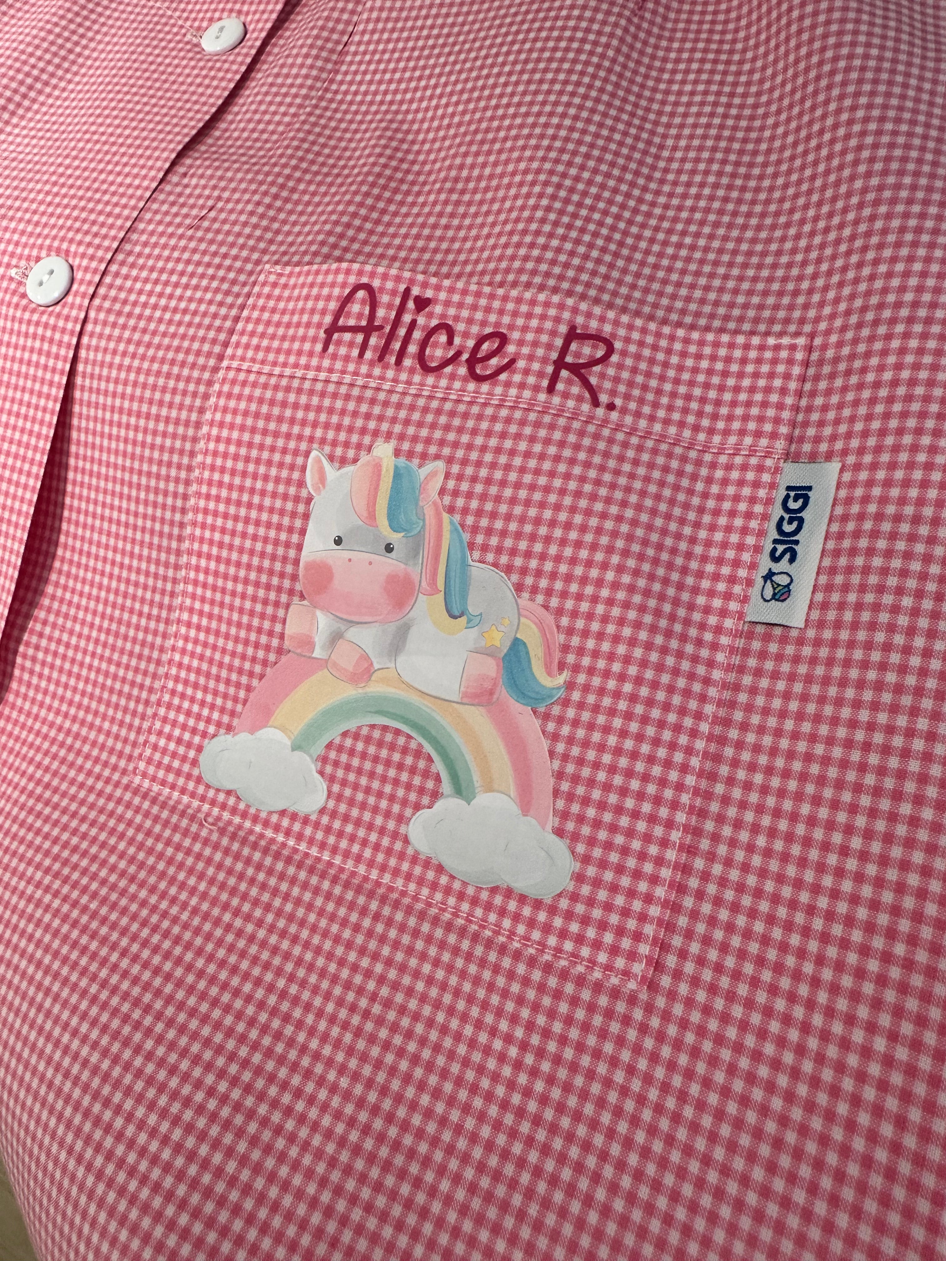 Grembiule Siggi Unicorno Arcobaleno Bimba Personalizzabile con nome - Be Brave Boutique