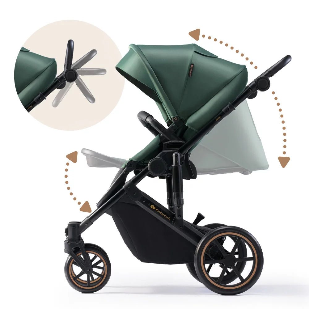 Passeggino Trio PRIME 2 Kinderkraft Dark Green - Be Brave Boutique