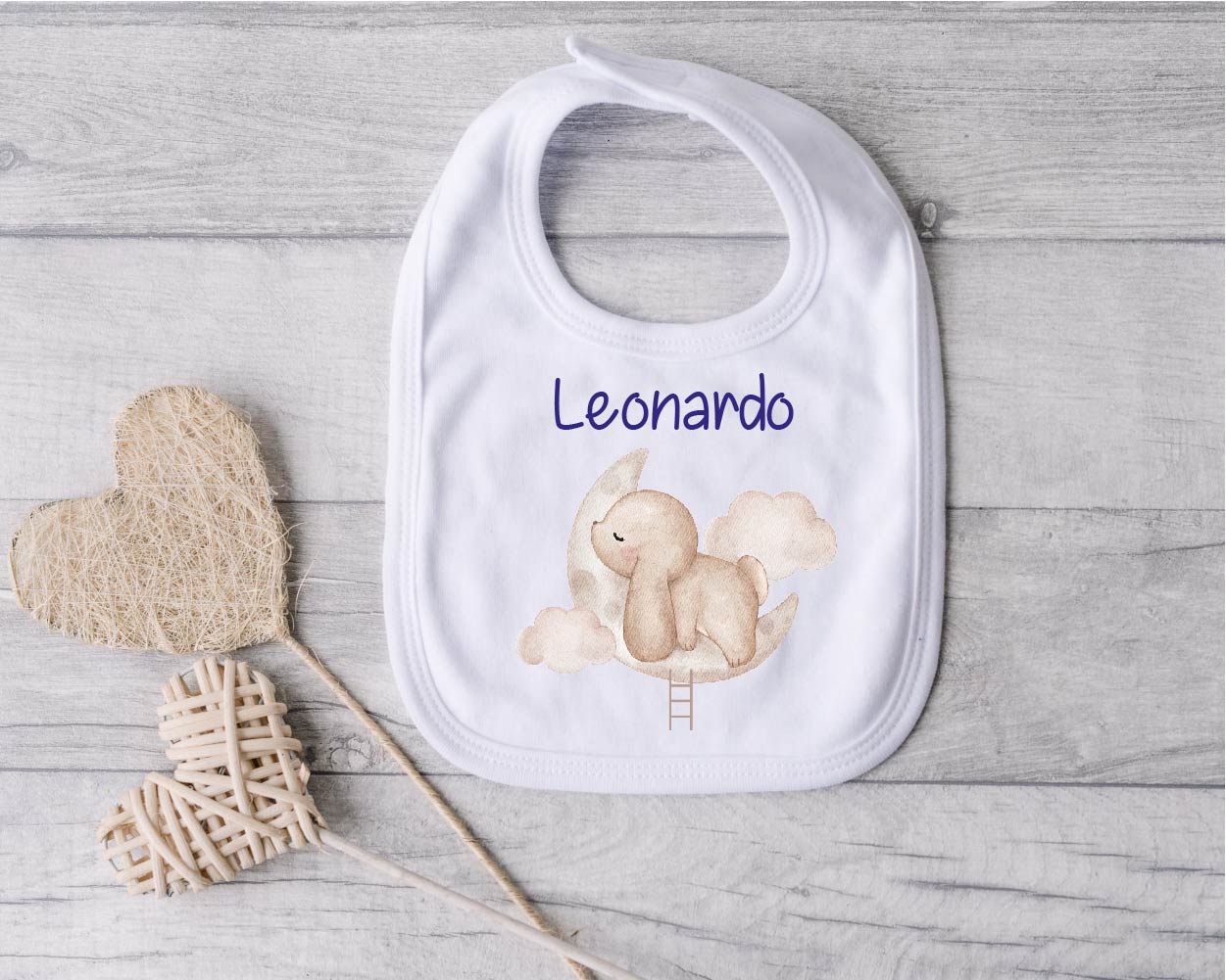 Bavaglino in Cotone organico Coniglietto su Nuvola personalizzabile - Be Brave Boutique