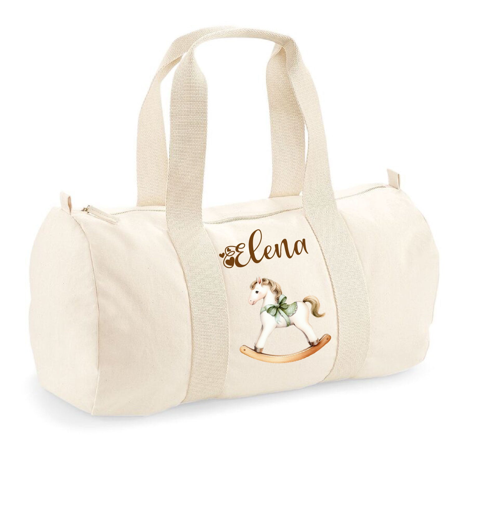 Borsone in cotone Cavallino a Dondolo Verde Personalizzabile - Be Brave Boutique