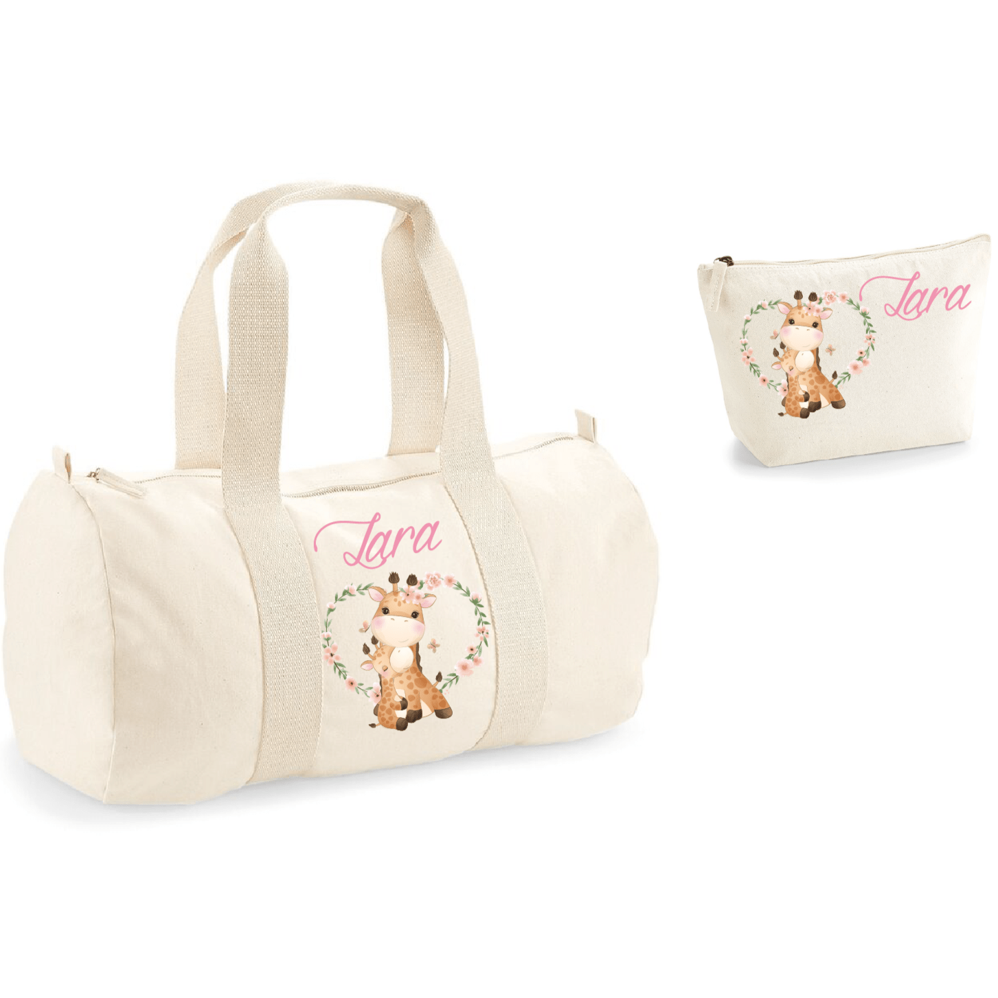 Borsone e pochette Large in cotone personalizzabile Giraffine - Be Brave Boutique
