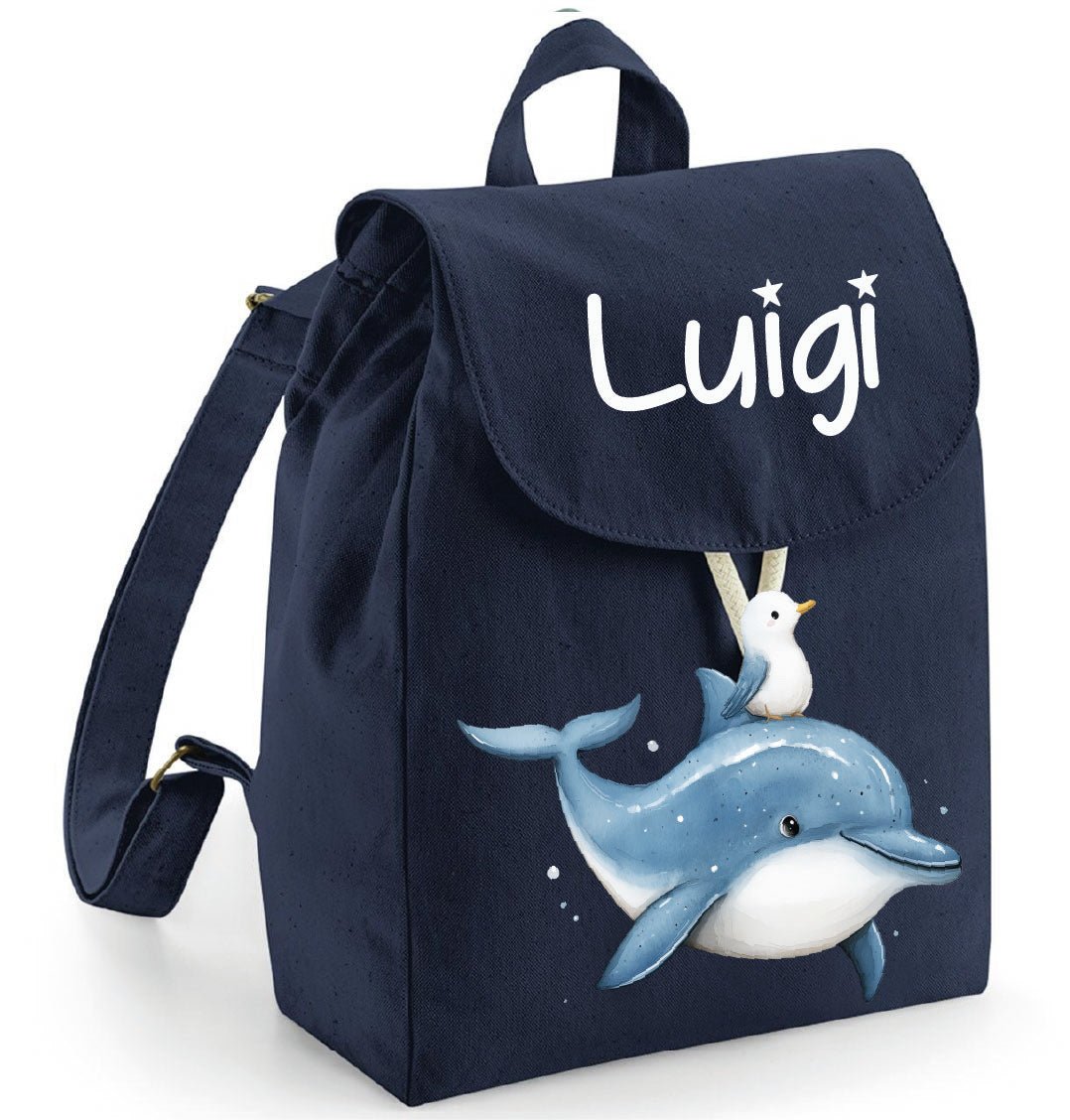 Zaino Asilo Bambino Personalizzato – Mini Zainetto con Nome Delfino