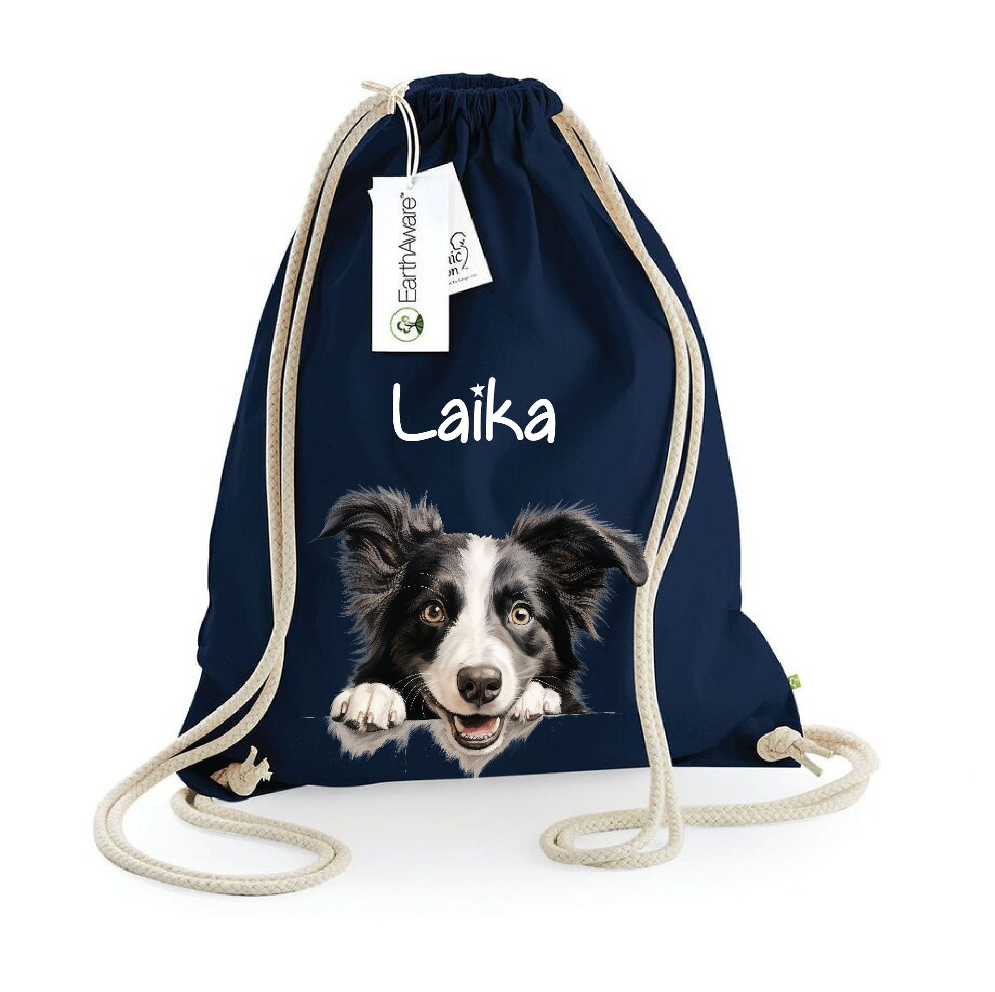 Sacca porta oggetti personalizzata cani Border Collie - Be Brave Boutique