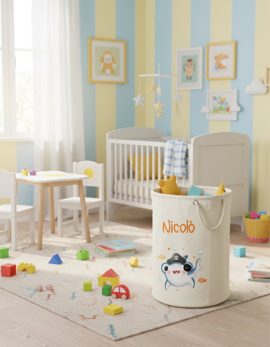 Cesta Porta giochi personalizzabile Baby Shark - Be Brave Boutique