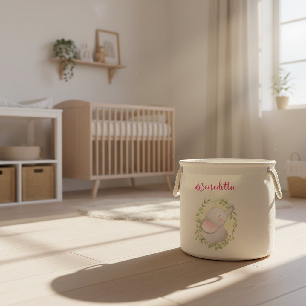 Cesta Porta giochi personalizzabile Elefantino in cornice - Be Brave Boutique