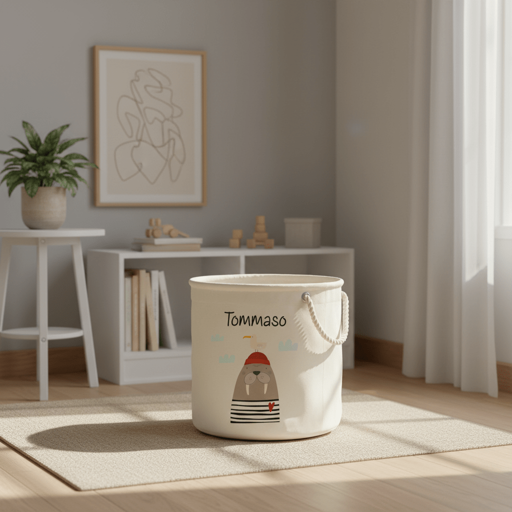 Cesta Porta giochi personalizzabile Tricheco - Be Brave Boutique