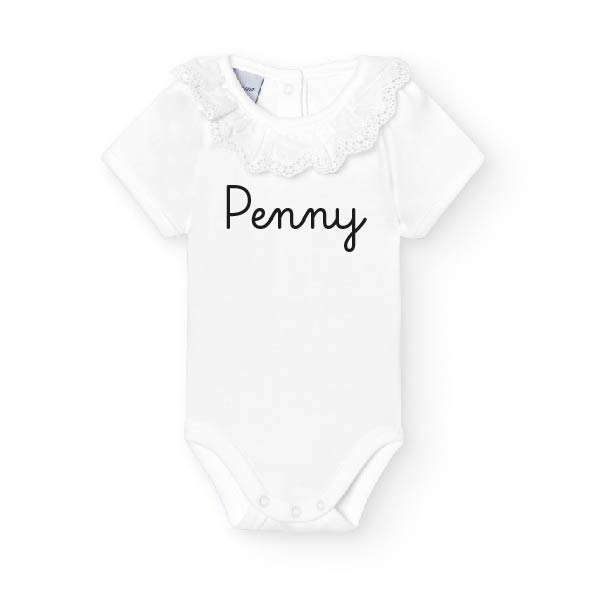 Body in cotone manica corta con colletto lavorato Biano - Be Brave Boutique