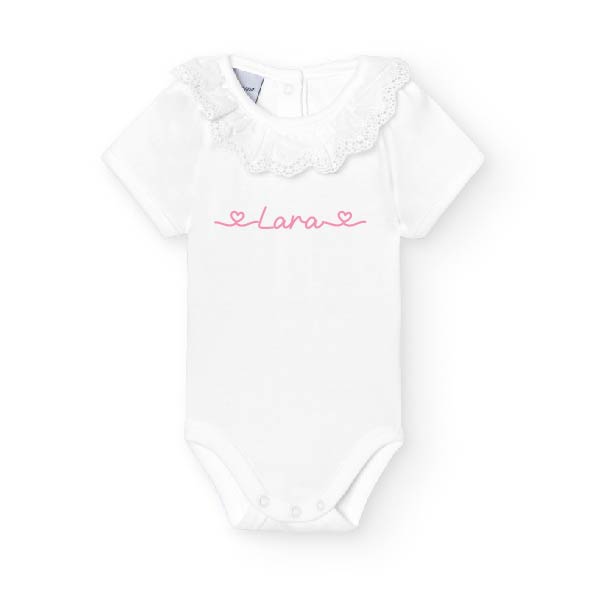 Body in cotone manica corta con colletto lavorato Biano - Be Brave Boutique