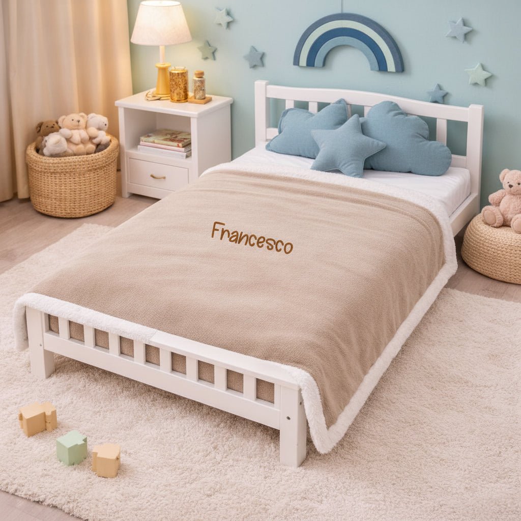 Coperta 130x170 in sherpa personalizzabile con nome