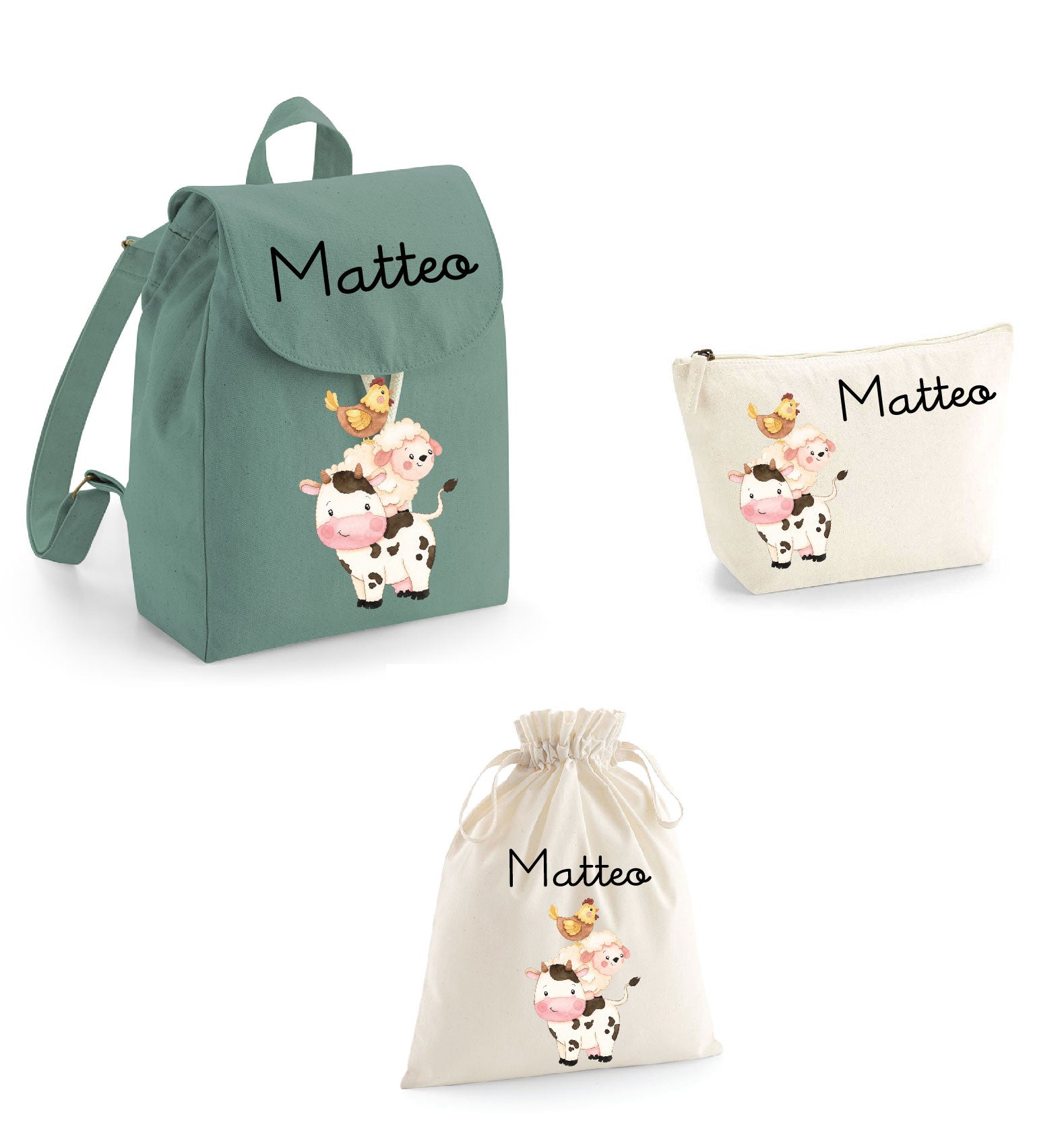 Set asilo Mini Zaino, Sacchetto cambi e beauty Fattoria - Be Brave Boutique