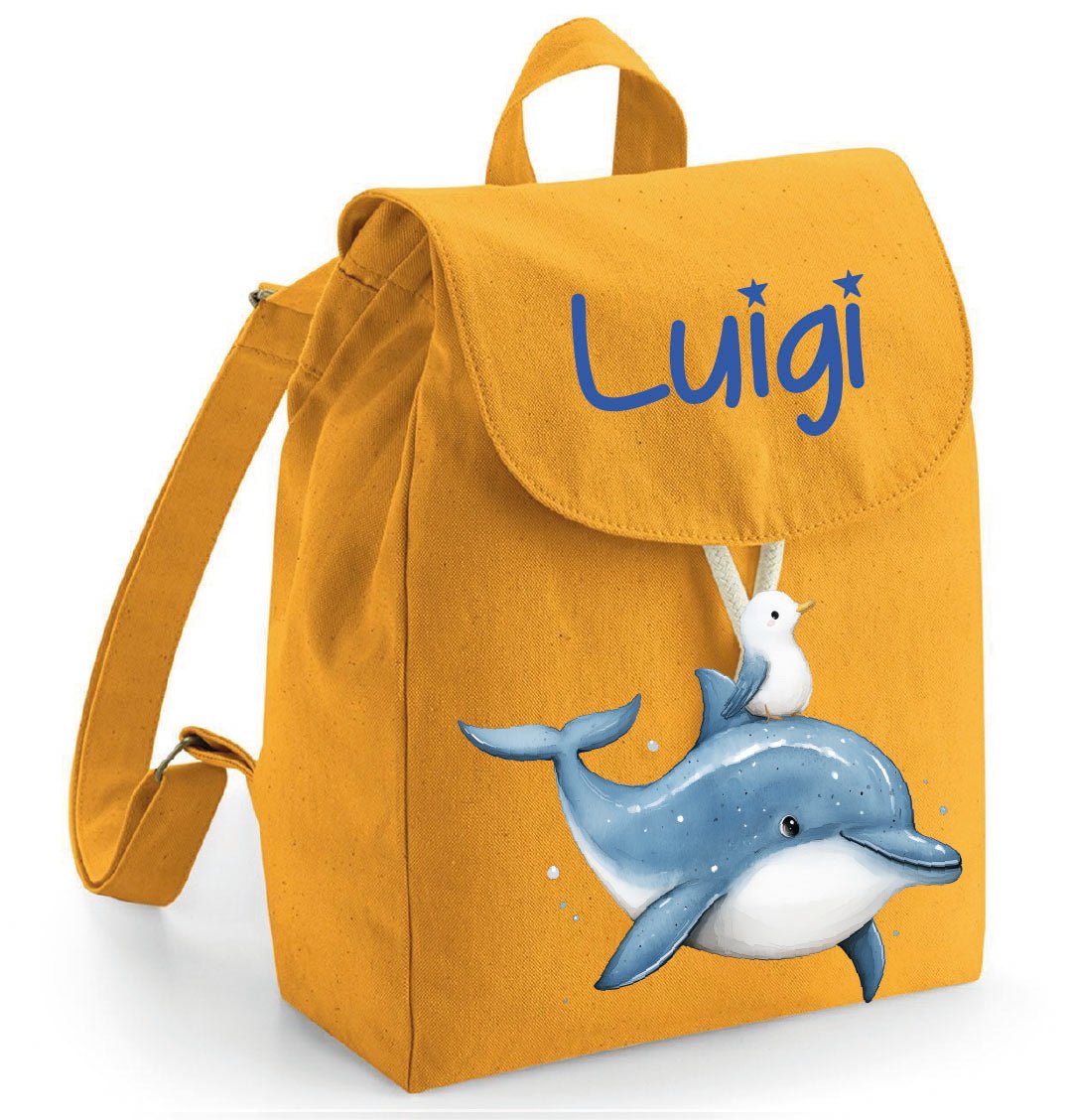 Zaino Asilo Bambino Personalizzato – Mini Zainetto con Nome Delfino