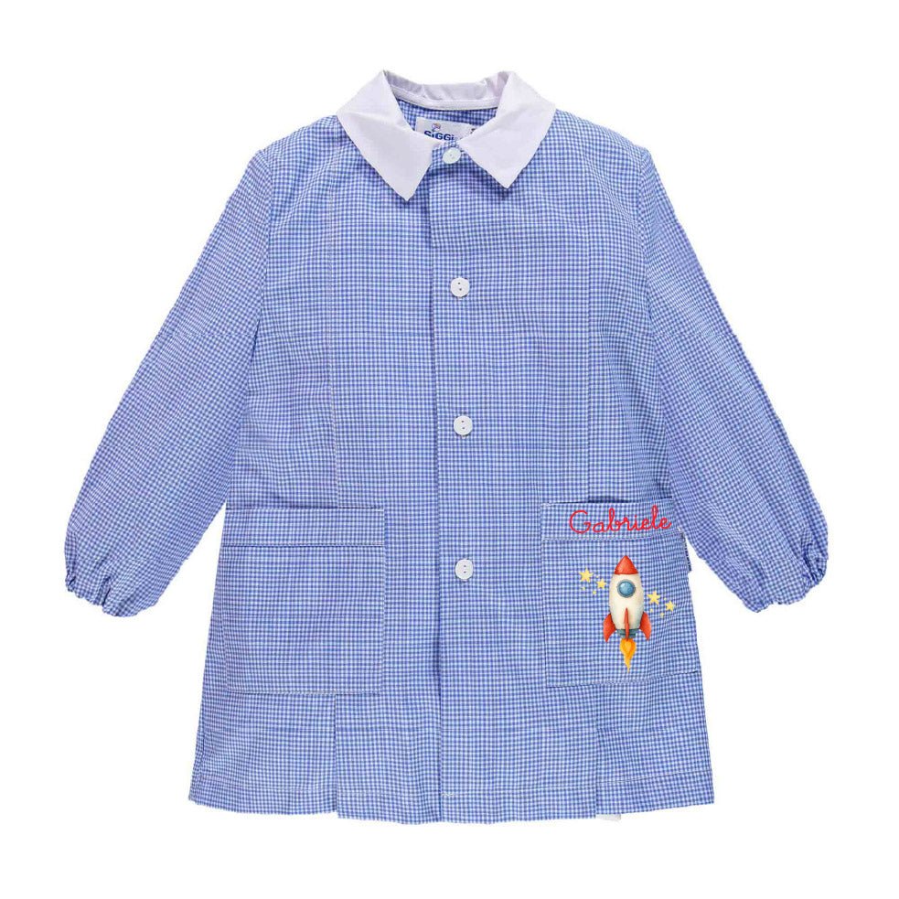 Grembiule Siggi asilo Razzo Personalizzabile con nome - Be Brave Boutique