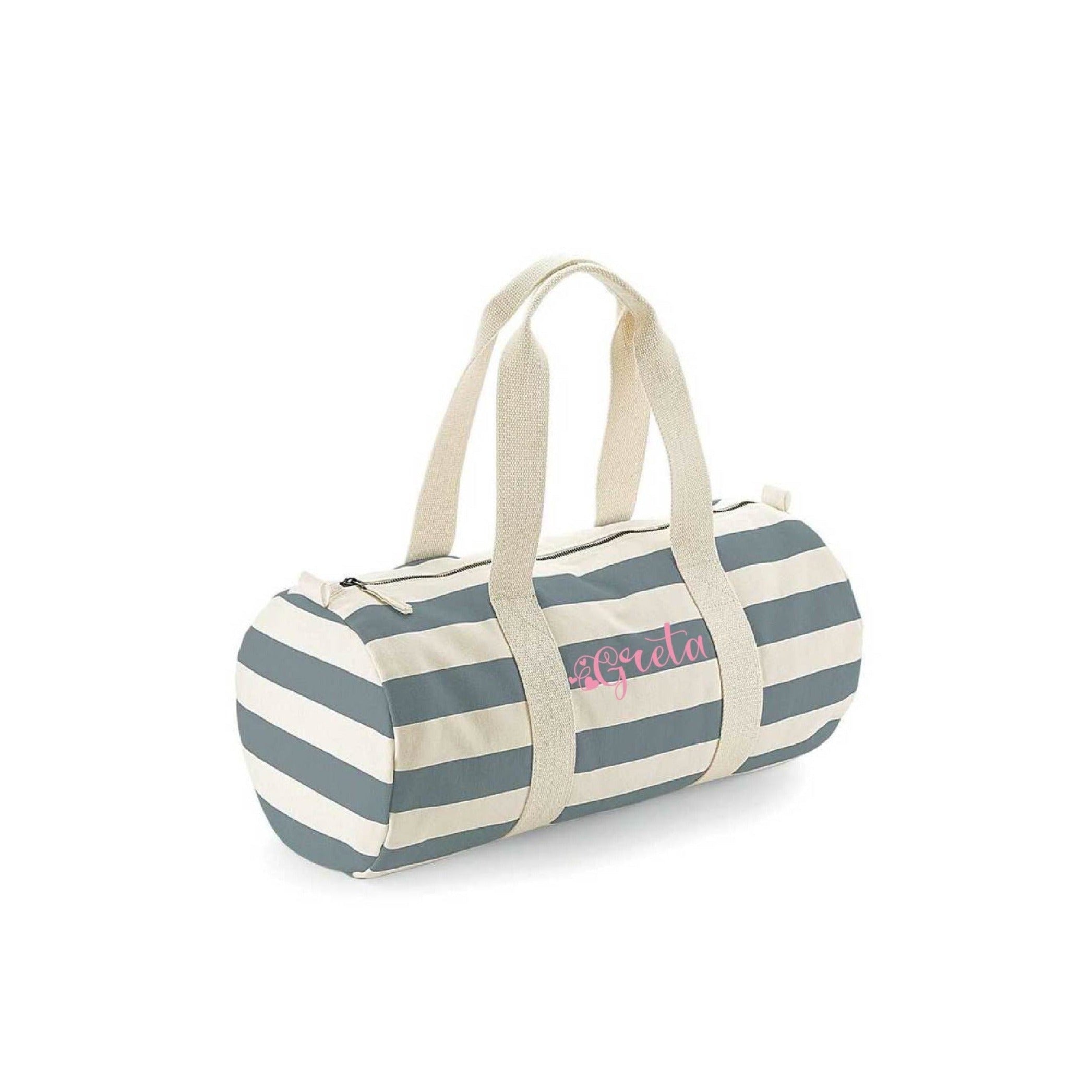 Borsone in cotone canvas a righe personalizzabile disponibile in 3 varianti di colore - Be Brave Boutique