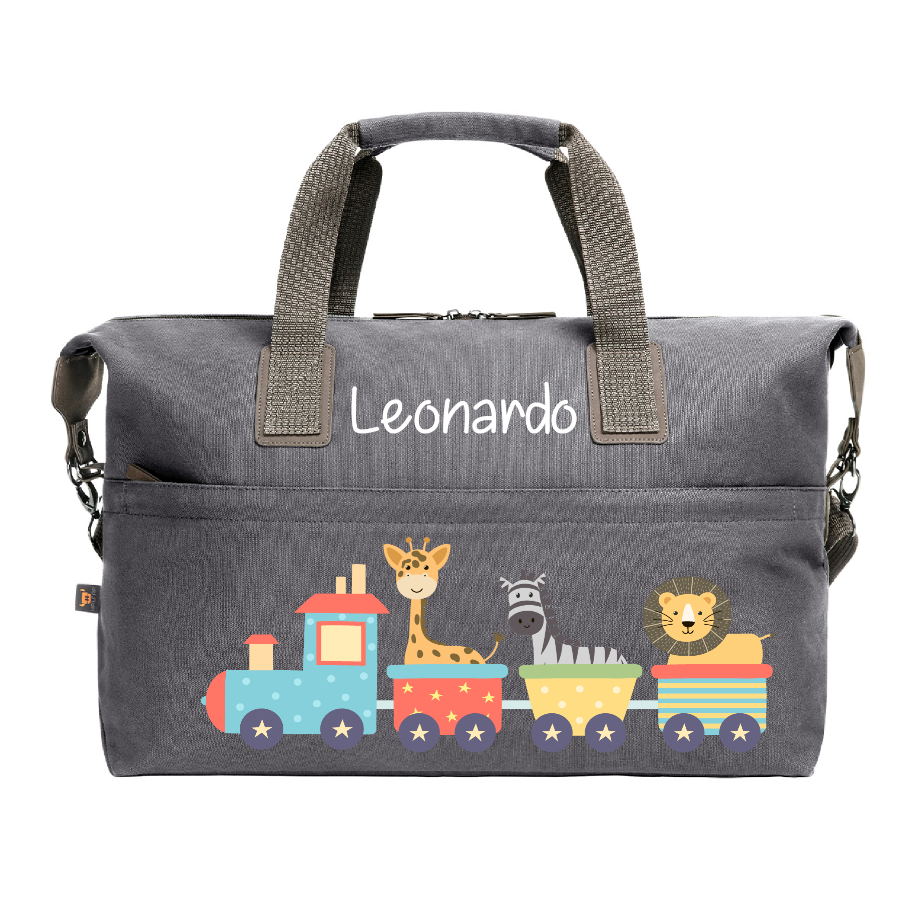 Borsone medio in cotone personalizzabile Trenino Azzurro
