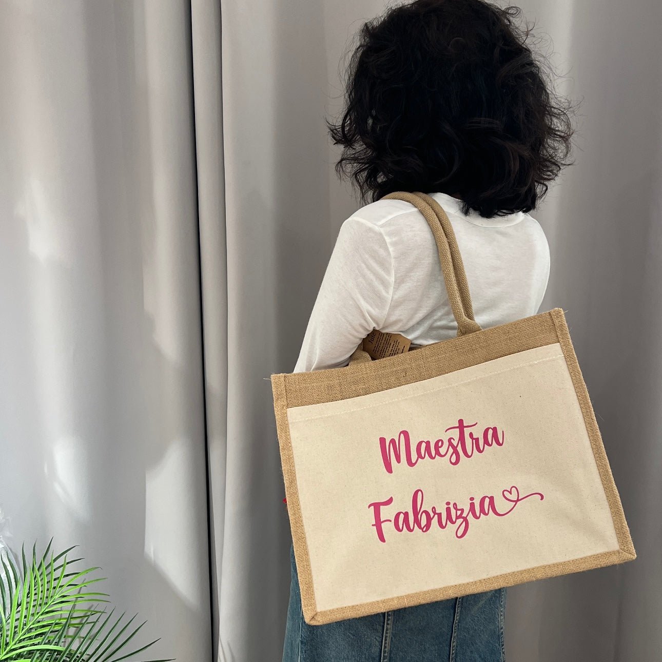 Borsa in Juta e cotone con tasca personalizzabile - Be Brave Boutique