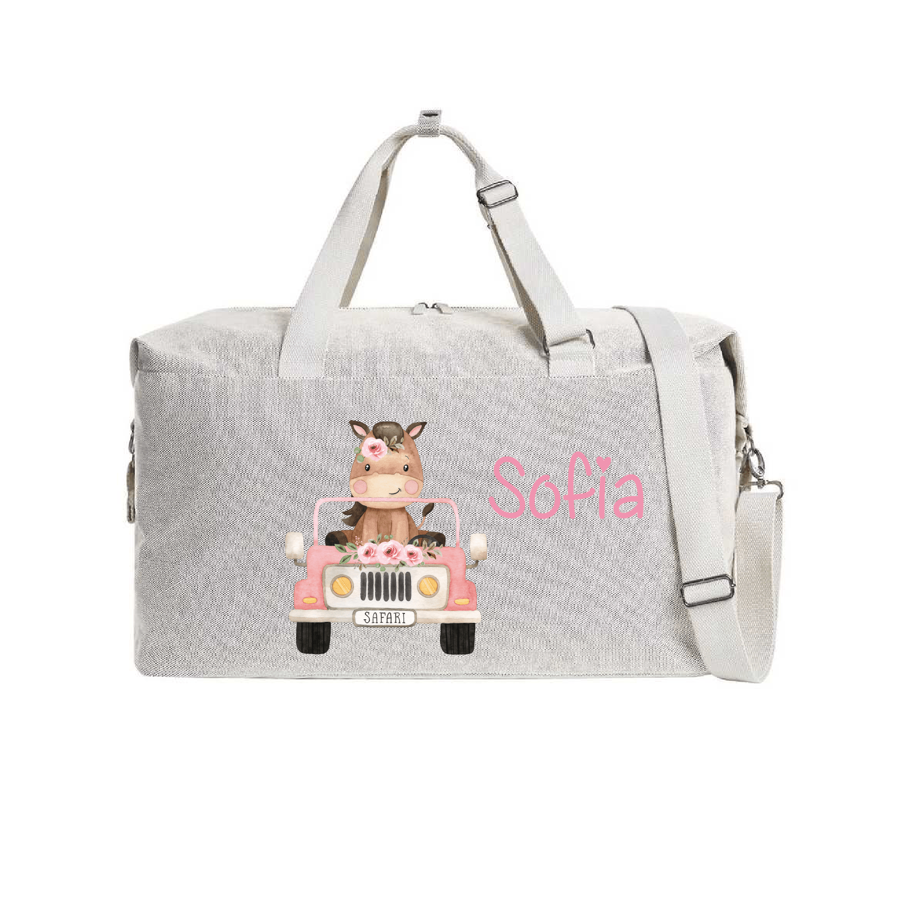 Borsone modello “Mommy” Beige Baby Horse Safari Rosa - Be Brave Boutique