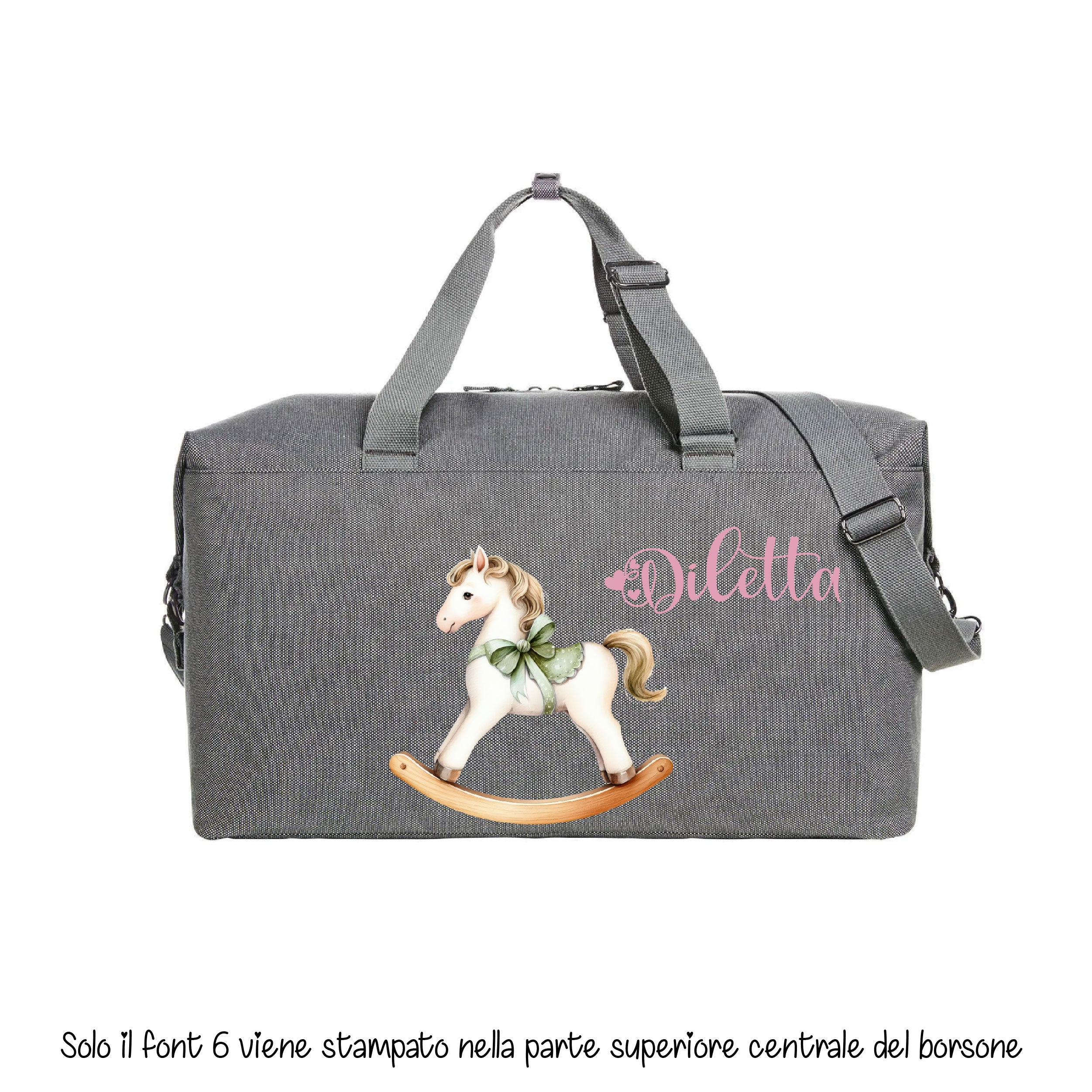 Borsone modello “Mommy” Cavallino a Dondolo Verde - Be Brave Boutique