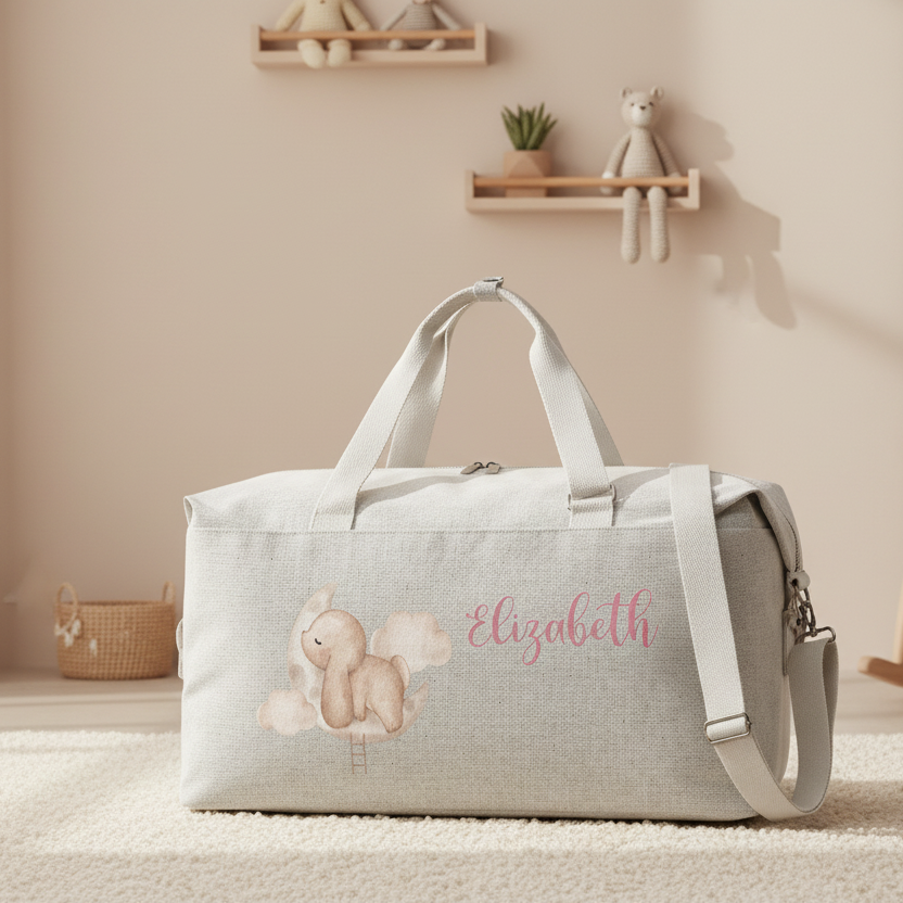 Borsone modello “Mommy” Beige Coniglietto su nuvola - Be Brave Boutique