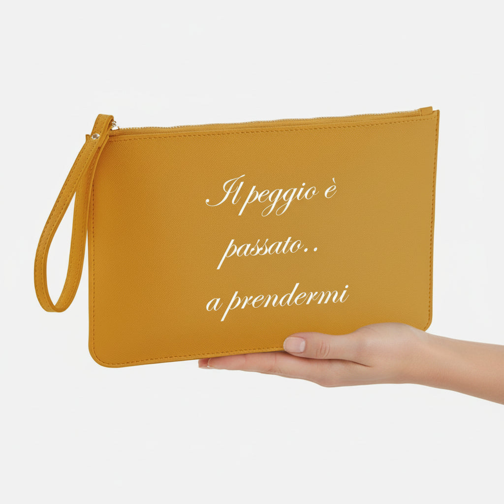 Pochette con anello piatta in simil pelle personalizzabile 13 colori disponibili - Be Brave Boutique
