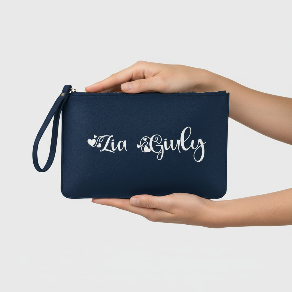 Pochette con anello piatta in simil pelle personalizzabile 13 colori disponibili - Be Brave Boutique