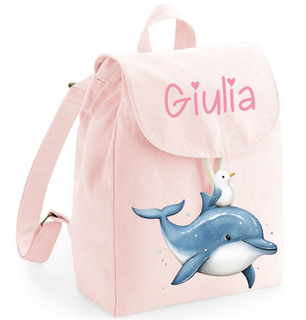 Zaino Asilo Bambino Personalizzato – Mini Zainetto con Nome Delfino