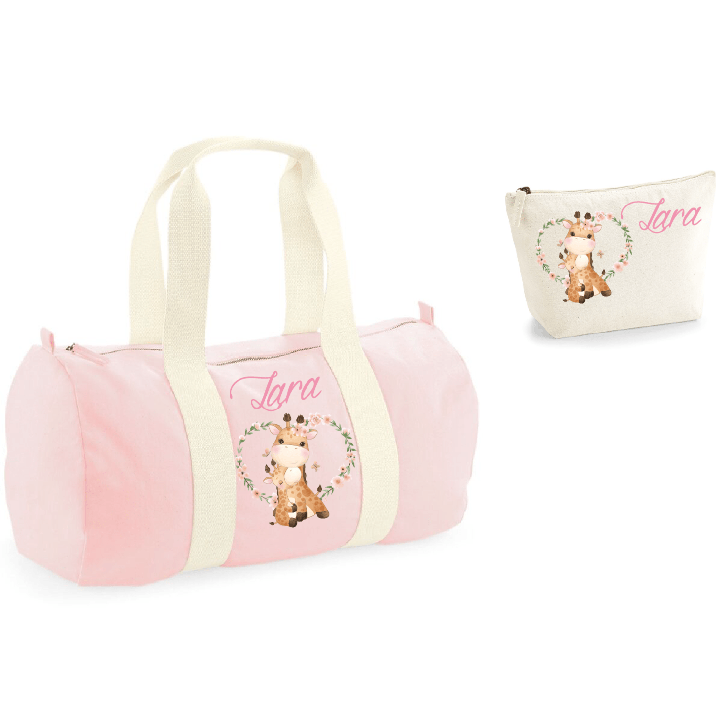 Borsone e pochette Large in cotone personalizzabile Giraffine - Be Brave Boutique