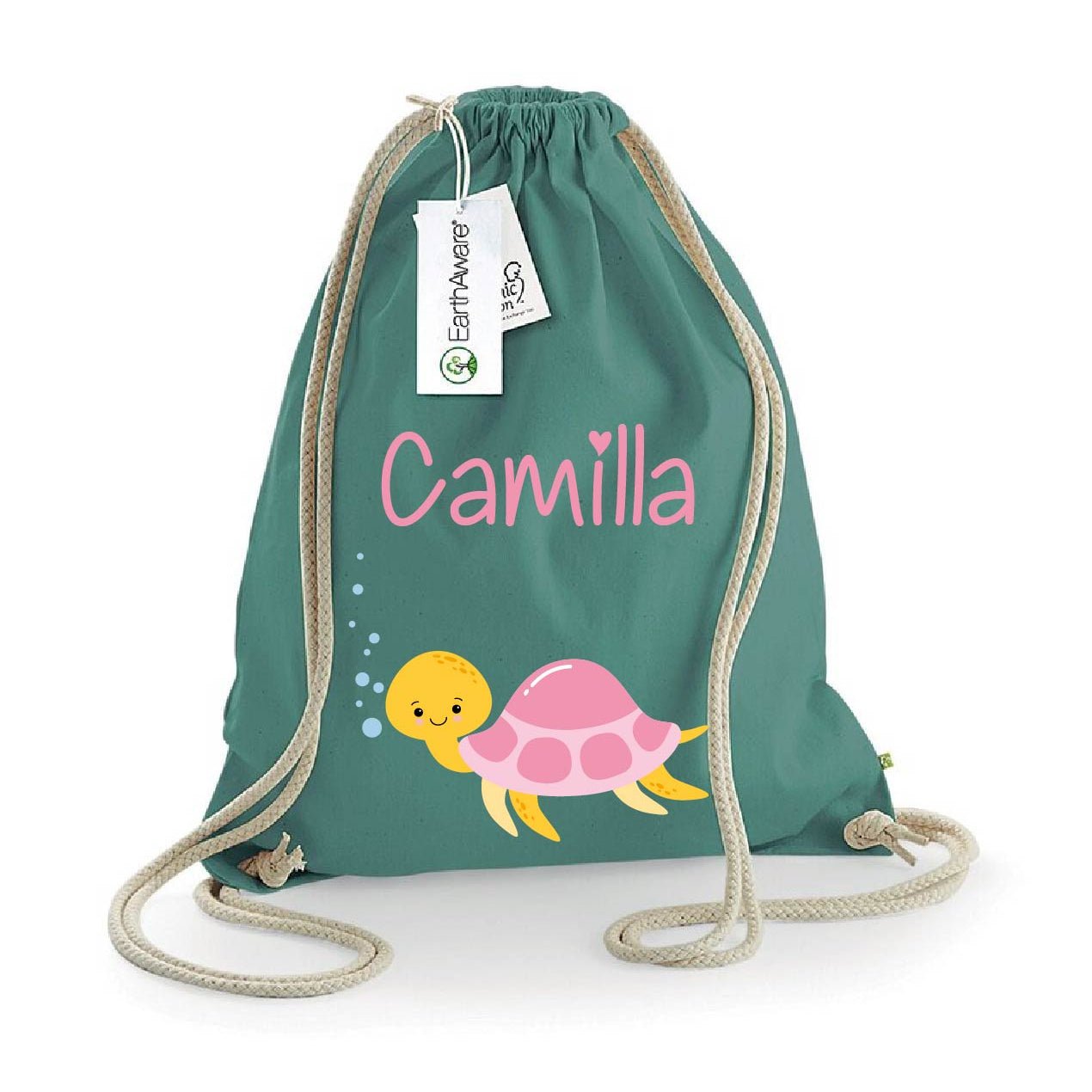 Zaino a sacca in cotone pesante Tartaruga Marina - Be Brave Boutique