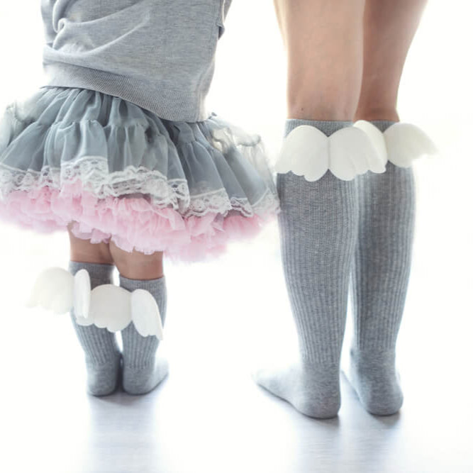 Calze Con Ali Me e mini Me GREY matchy-matchy - Be Brave Boutique