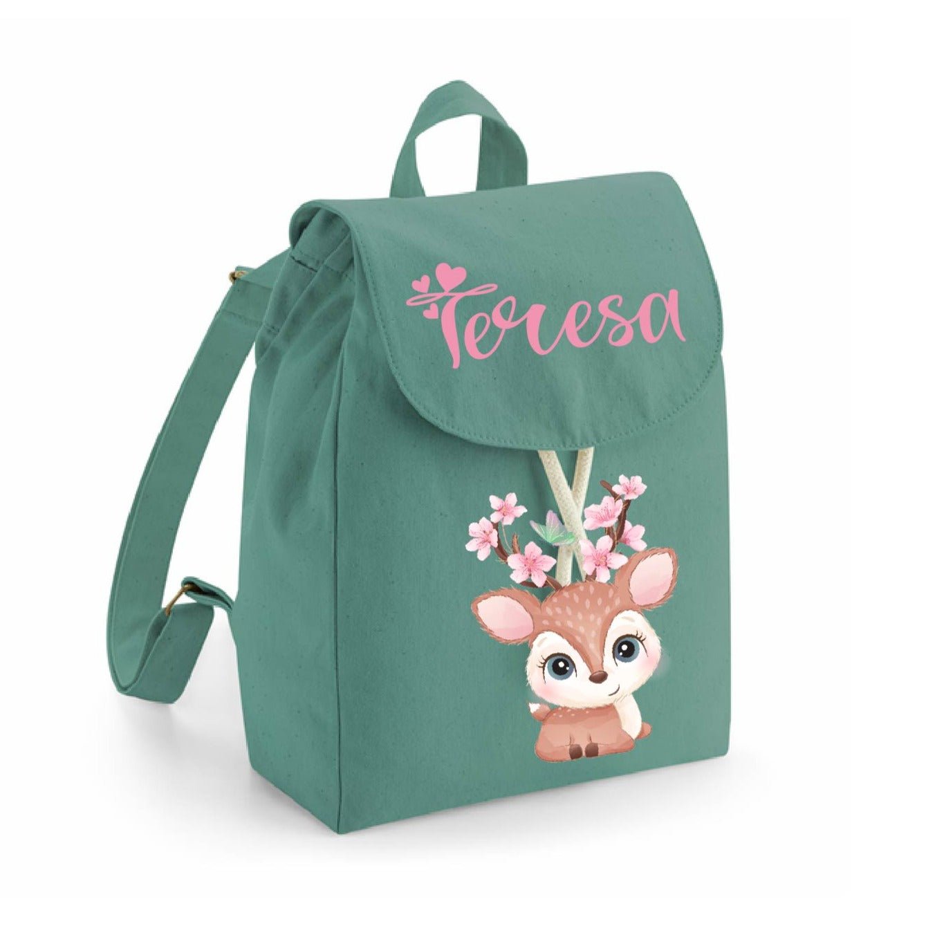 Mini Zaino in cotone Cerbiatto fiori di pesco - Be Brave Boutique