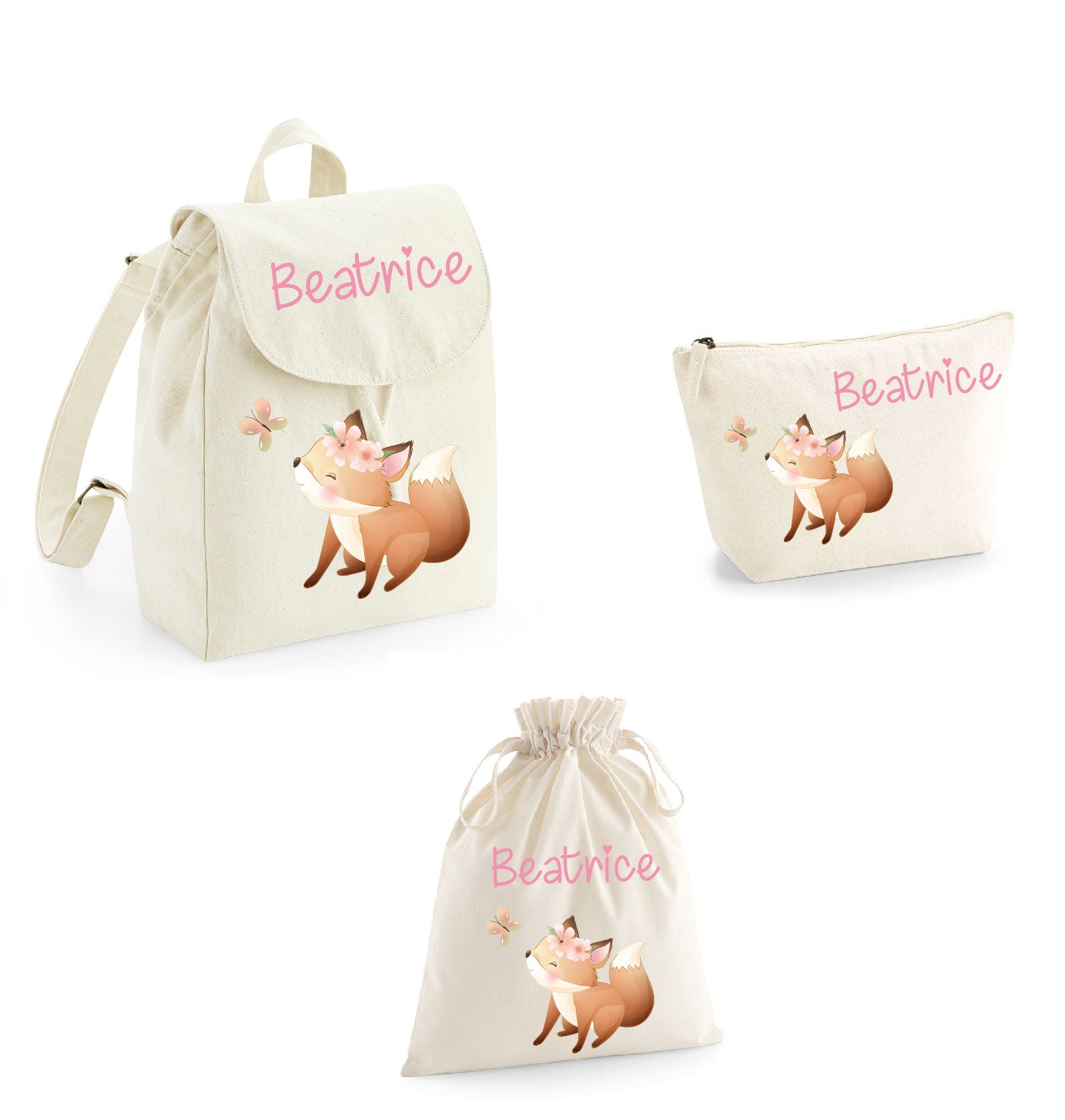 Set asilo Mini Zaino, Sacchetto cambi e beauty Volpina - Be Brave Boutique
