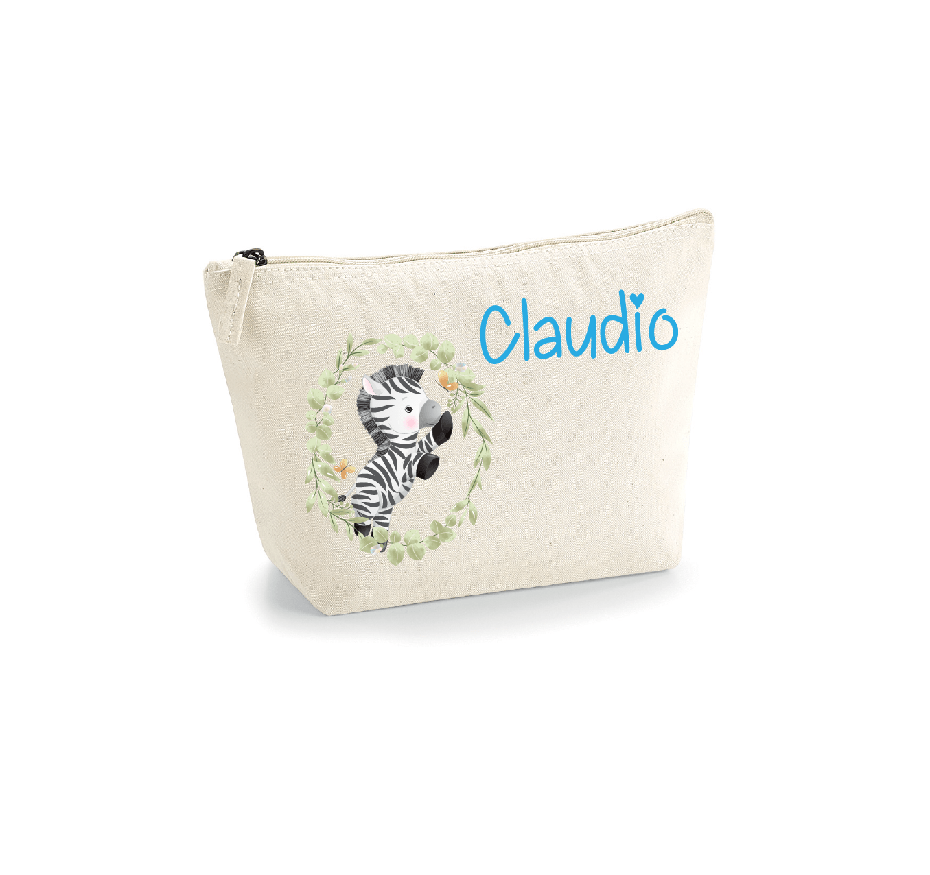 Pochette in cotone organico personalizzabile Zebra Cornice - Be Brave Boutique