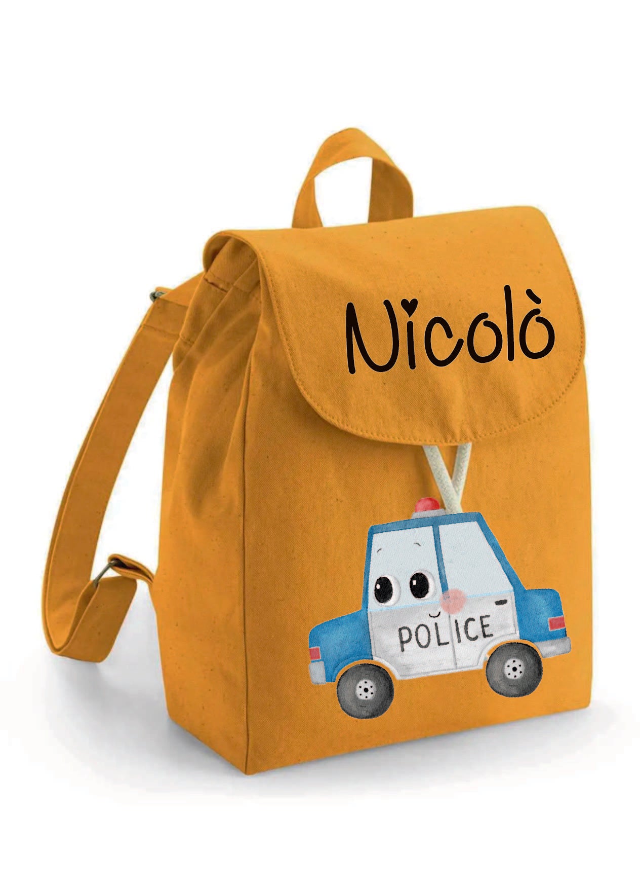 Mini Zaino in cotone Macchina Polizia - Be Brave Boutique