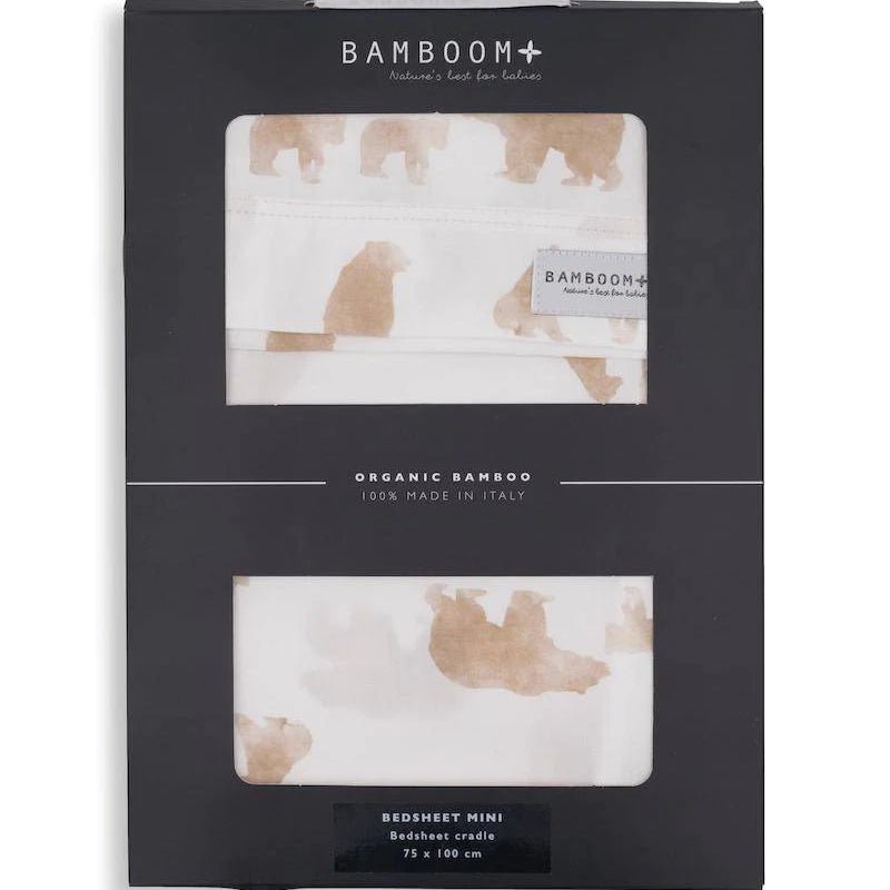BAMBOOM Lenzuola per culla/carrozzina 75x100cm, con federa - Print -Orso - Be Brave Boutique