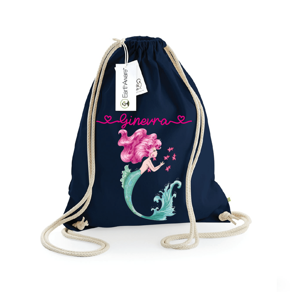 Zaino a sacca in cotone pesante sirenetta - Be Brave Boutique