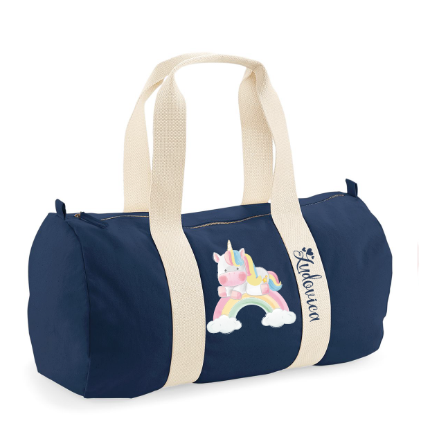 Borsone in cotone canvas personalizzato Unicorno Arcobaleno - Be Brave Boutique